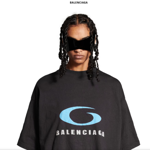 Balenciaga 발렌시아가 루프 스포츠 아이콘 미디엄 핏 티셔츠 블랙