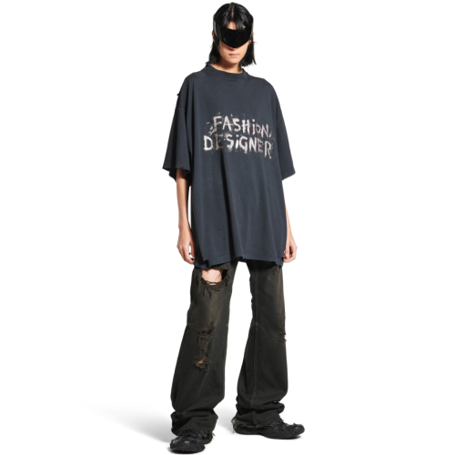 Balenciaga 패션 디자이너 오버사이즈 티셔츠 페이디드 블랙