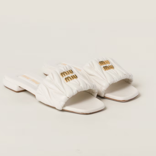 MiuMiu 미우미우 마테라쎄 나파 가죽 슬라이드