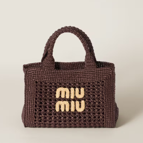 MiuMiu 미우미우 라피아 효과 우븐 핸드백
