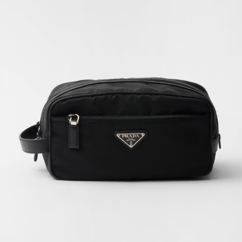 Prada 프라다 리나일론 및 사피아노 가죽 여행용 파우치