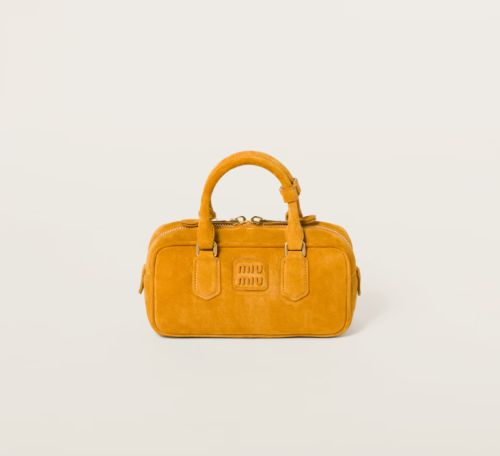 MiuMiu 미우미우 아르카디 패딩 스웨이드 탑 핸들 백