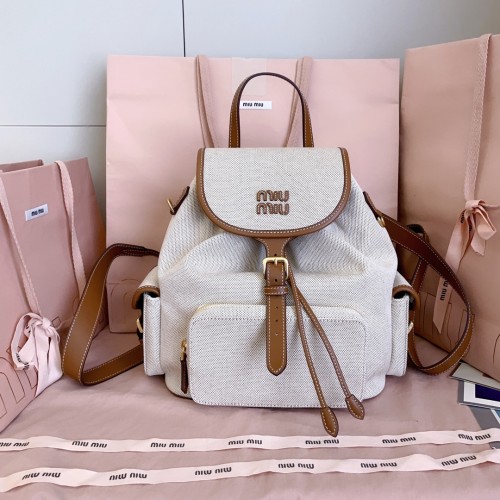 MiuMiu 미우미우 캔버스 및 가죽 백팩